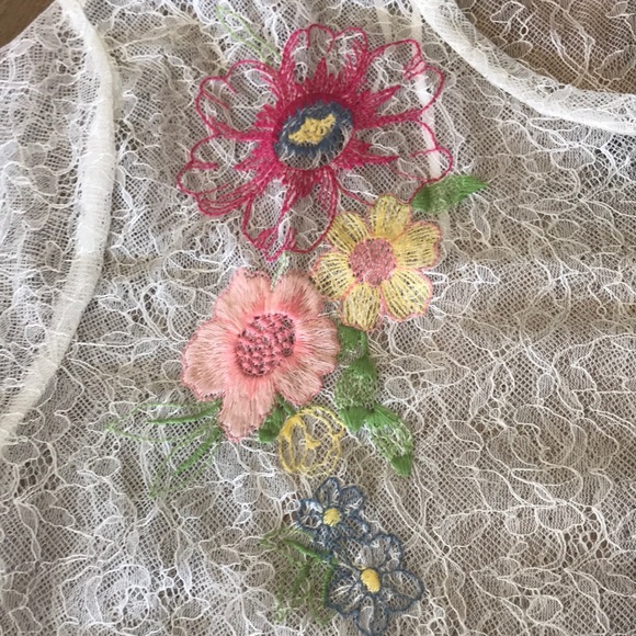 ZARA SHEER LACE TOP WITH EMBROIDERED FLOWERS SIZE M NEW WITH TAG - Picture 4 of 8
